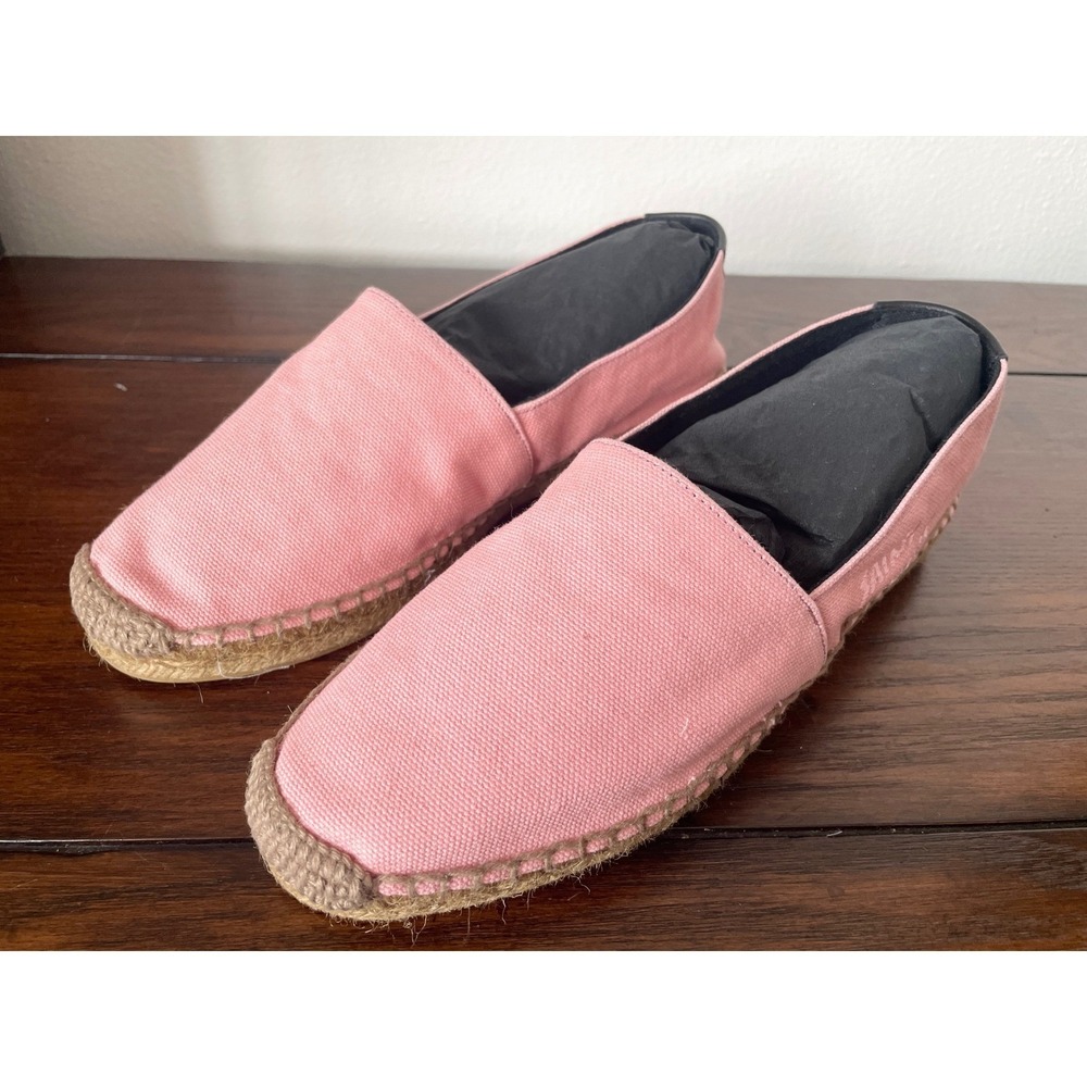 Saint Laurent Women's Pink Canvas Embroidered Flats Loafers Shoes, sz 37.5 - Picture 5 of 10